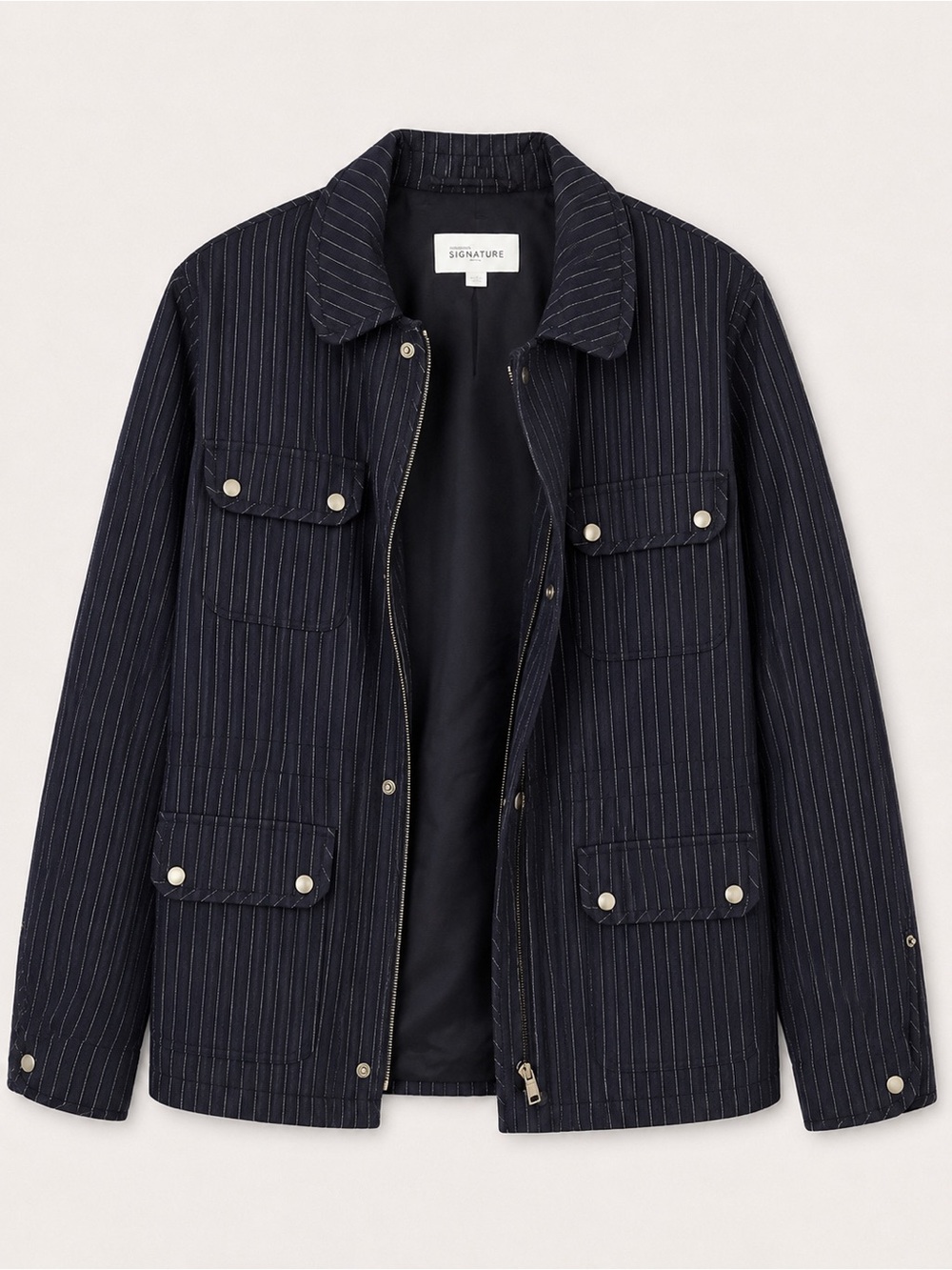Signature Navy Pinstripe Field Jacket